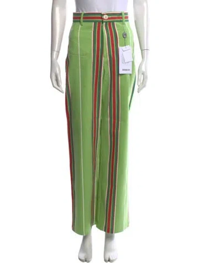 Pre-owned La Veste Striped Wide Leg Pants W/ Tags In Green