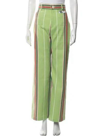 Pre-owned La Veste Striped Wide Leg Pants W/ Tags In Green
