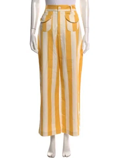 Pre-owned La Veste Striped Wide Leg Pants W/ Tags In Neutrals/yellow