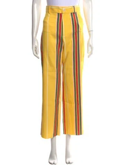 Pre-owned La Veste Striped Wide Leg Pants W/ Tags In Yellow