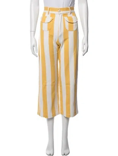 Pre-owned La Veste Striped Wide Leg Pants In Yellow