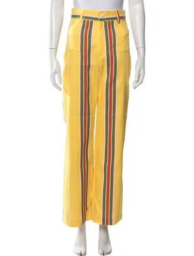 Pre-owned La Veste Striped Wide Leg Pants In Yellow