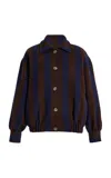 La Veste Striped Wool Bomber Jacket In Purple