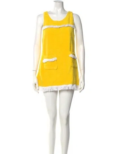 Pre-owned La Veste Tweed Pattern Mini Dress In Yellow