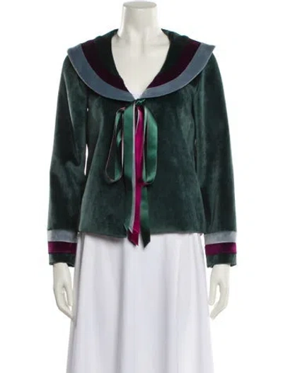 Pre-owned La Veste Velvet Striped Evening Jacket In Green