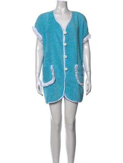 Pre-owned La Veste V-neck Mini Dress In Blue