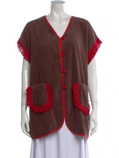 Pre-owned La Veste V-neck Sweater In Brown