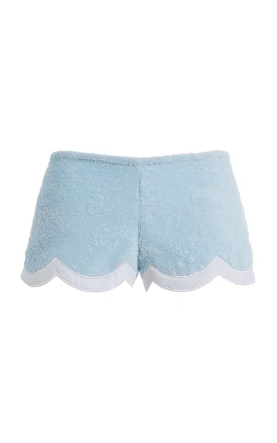La Veste Waves Cotton Mini Shorts In Blue