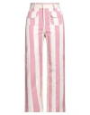 La Veste Woman Pants Pink Size L Cotton In Pink