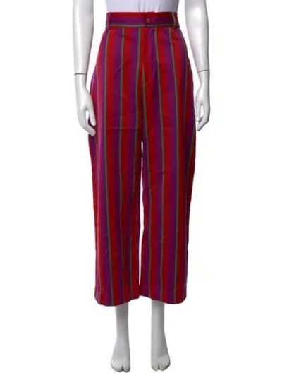 Pre-owned La Veste Wool Straight Leg Pants In Red
