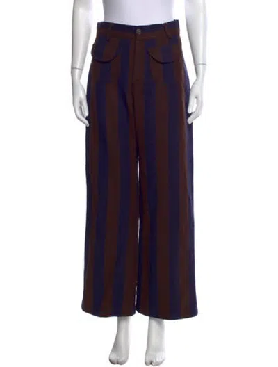 Pre-owned La Veste Wool Wide Leg Pants In Burgundy