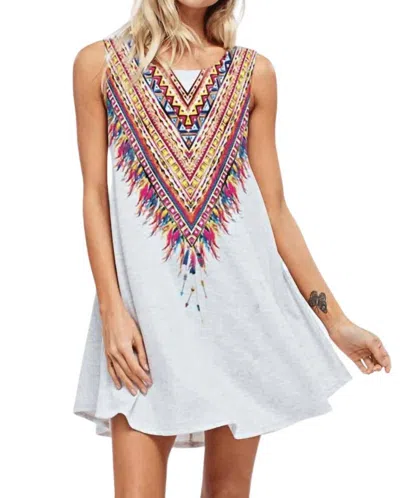 La Vida Anais Bohemian Mini Dress In Heather Gray In Grey