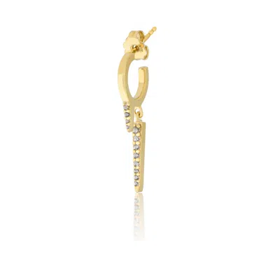 La Vie Jewelry Women's Happy Line Single Hoop Earring- Gold Plated