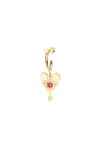 La Vie Jewelry Women's L' Amoureux Hoop With Ruby Single Earring- Gold Plated