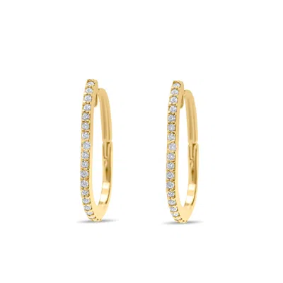 La Vie Jewelry Women's Long Oval Pair Earrings With Stones - Gold Plated