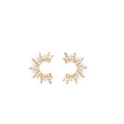 La Vie Jewelry Women's Sun Pair Earrings With Stone - Gold Plated
