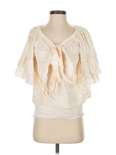 Pre-owned La Vie Rebecca Taylor 3/4 Sleeve Blouse In White