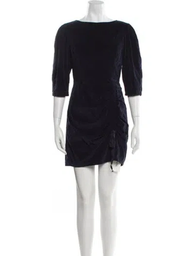 Pre-owned La Vie Rebecca Taylor Bateau Neckline Mini Dress In Blue