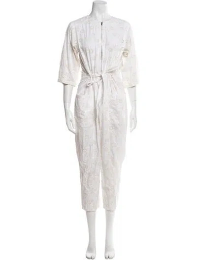 Pre-owned La Vie Rebecca Taylor Crew Neck Jumpsuit In White