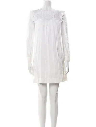 Pre-owned La Vie Rebecca Taylor Crew Neck Mini Dress In Neutral
