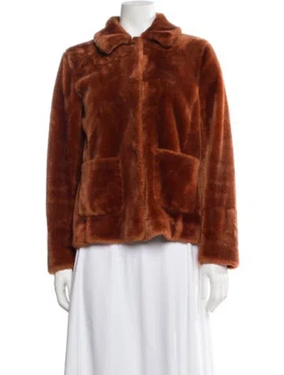 Pre-owned La Vie Rebecca Taylor Faux Fur Faux Fur Jacket In Orange