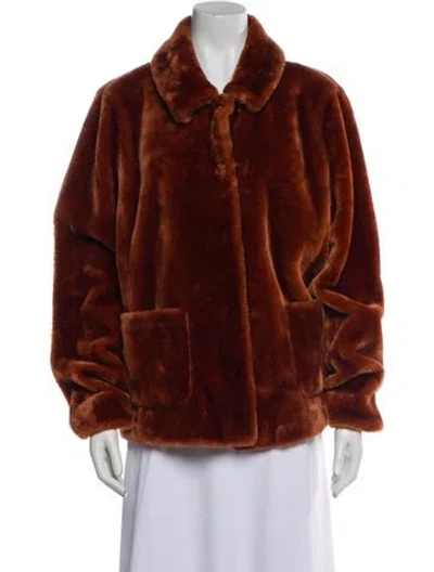 Pre-owned La Vie Rebecca Taylor Faux Fur Jacket In Orange