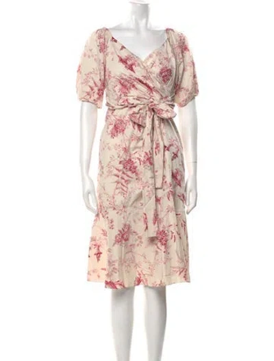 Pre-owned La Vie Rebecca Taylor Floral Print Knee-length Dress In Neutral