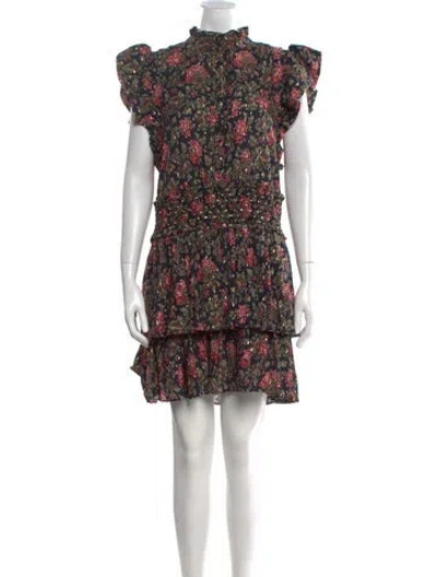 Pre-owned La Vie Rebecca Taylor Floral Print Mini Dress In Black
