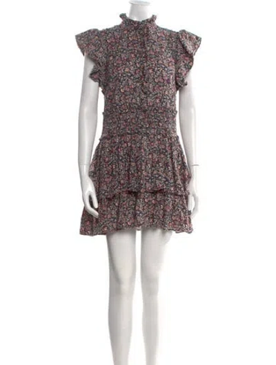 Pre-owned La Vie Rebecca Taylor Floral Print Mini Dress In Blue
