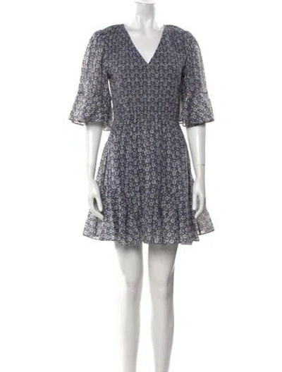 Pre-owned La Vie Rebecca Taylor Floral Print Mini Dress In Blue