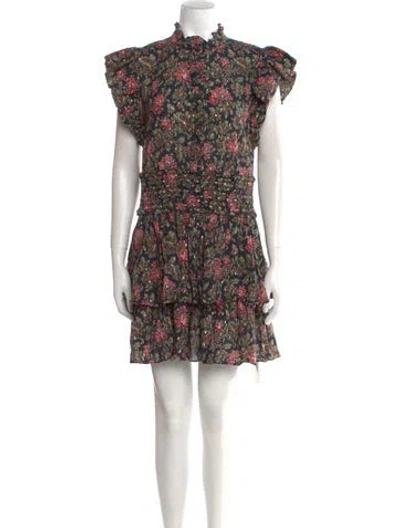 Pre-owned La Vie Rebecca Taylor Floral Print Mini Dress In Green