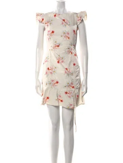Pre-owned La Vie Rebecca Taylor Floral Print Mini Dress In Neutral