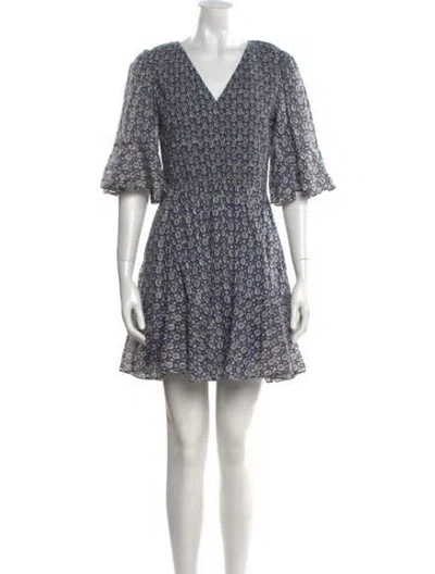 Pre-owned La Vie Rebecca Taylor Floral Print Mini Dress W/ Tags In Blue