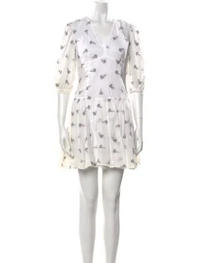 Pre-owned La Vie Rebecca Taylor Floral Print Mini Dress In White