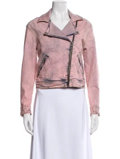 Pre-owned La Vie Rebecca Taylor Graphic Print Biker Jacket In Pink