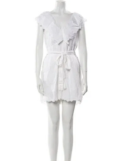 Pre-owned La Vie Rebecca Taylor Linen Lace Pattern Romper In White
