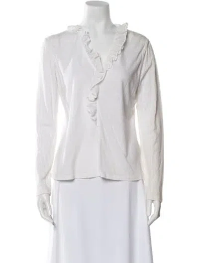 Pre-owned La Vie Rebecca Taylor Linen V-neck Blouse In Neutral