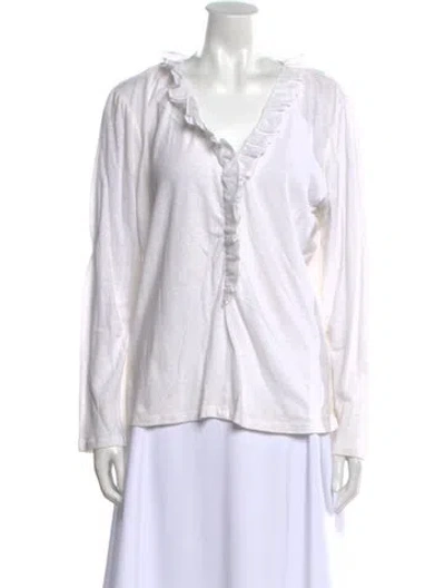 Pre-owned La Vie Rebecca Taylor Linen V-neck Blouse In Neutral