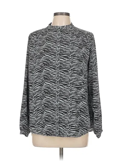 Pre-owned La Vie Rebecca Taylor Long Sleeve Blouse In Silver
