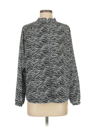 Pre-owned La Vie Rebecca Taylor Long Sleeve Blouse In Silver