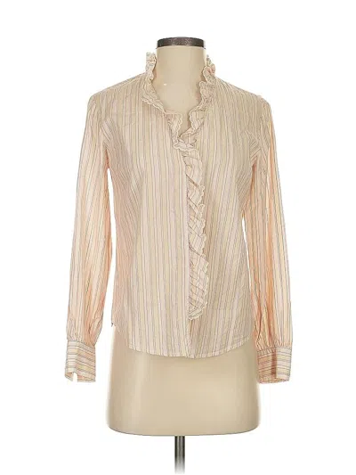 Pre-owned La Vie Rebecca Taylor Long Sleeve Blouse In White