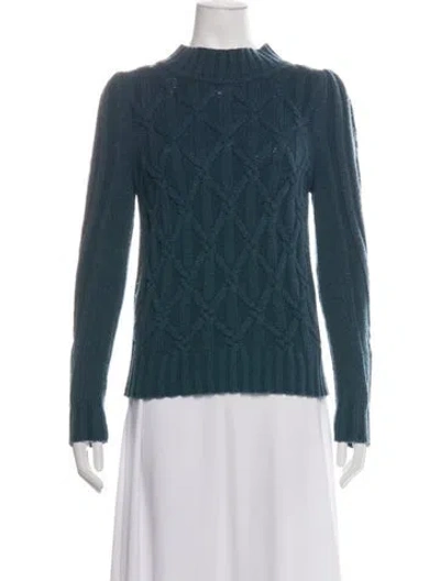 Pre-owned La Vie Rebecca Taylor Patterned Mock Neck Sweater In Blue