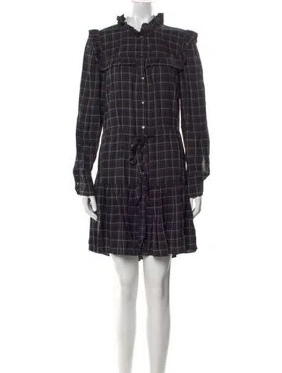 Pre-owned La Vie Rebecca Taylor Plaid Print Mini Dress In Black