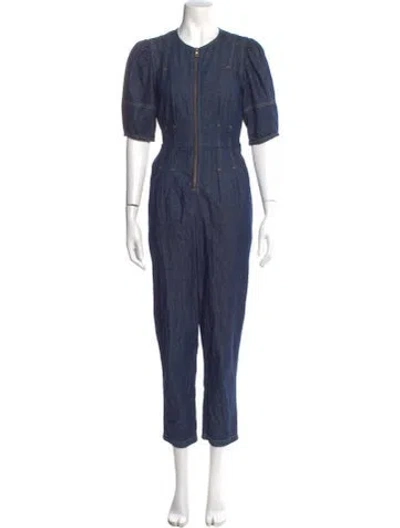 Pre-owned La Vie Rebecca Taylor Scoop Neck Jumpsuit In Blue