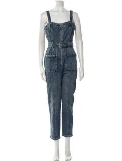 Pre-owned La Vie Rebecca Taylor Square Neckline Jumpsuit In Blue
