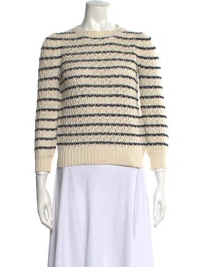Pre-owned La Vie Rebecca Taylor Striped Crew Neck Sweater In Neutral