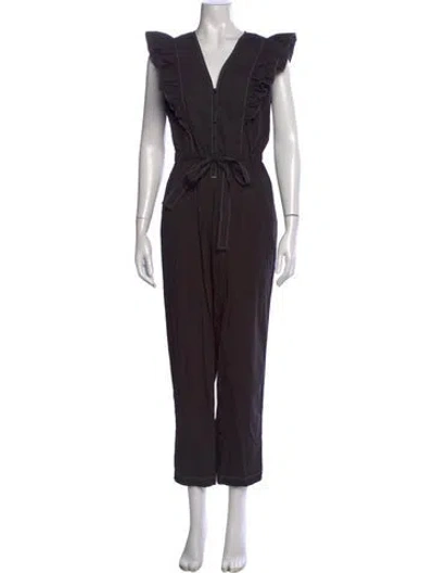 Pre-owned La Vie Rebecca Taylor V-neck Jumpsuit In Black