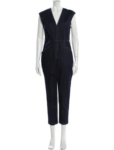 Pre-owned La Vie Rebecca Taylor V-neck Jumpsuit In Blue