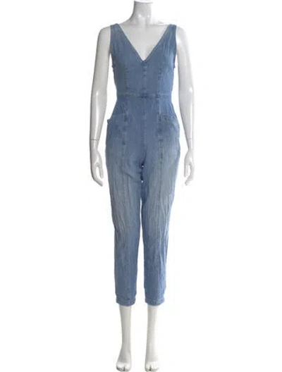 Pre-owned La Vie Rebecca Taylor V-neck Jumpsuit In Blue