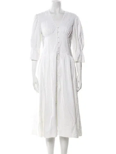 Pre-owned La Vie Rebecca Taylor V-neck Midi Length Dress In Neutral